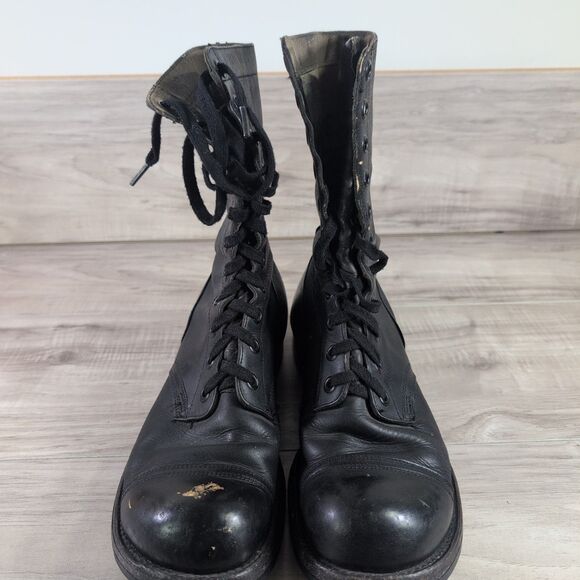 Vtg 1950's 60's US Black Military Cap Toe Combat Boots Sz 10 R KG Vintage - Picture 5 of 16